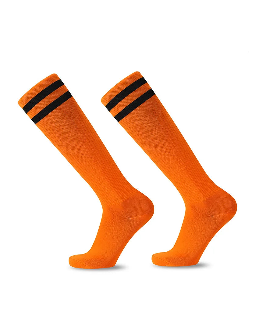 Striped Over-the-Calf Soccer Socks – Unisex Athletic Socks for All Ages