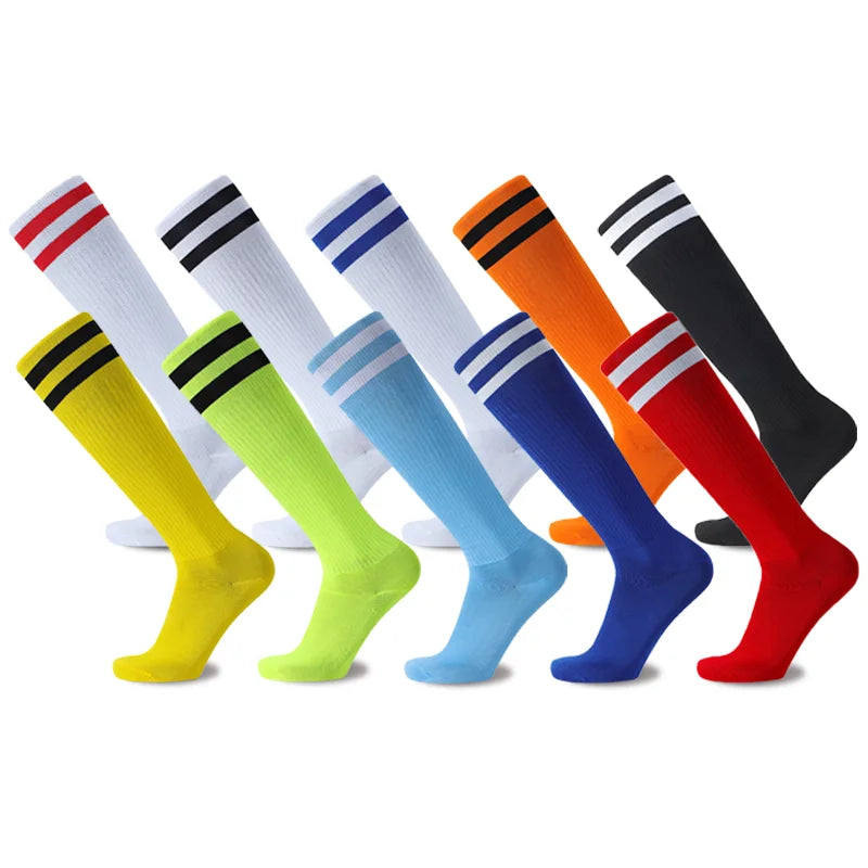 Striped Over-the-Calf Soccer Socks – Unisex Athletic Socks for All Ages